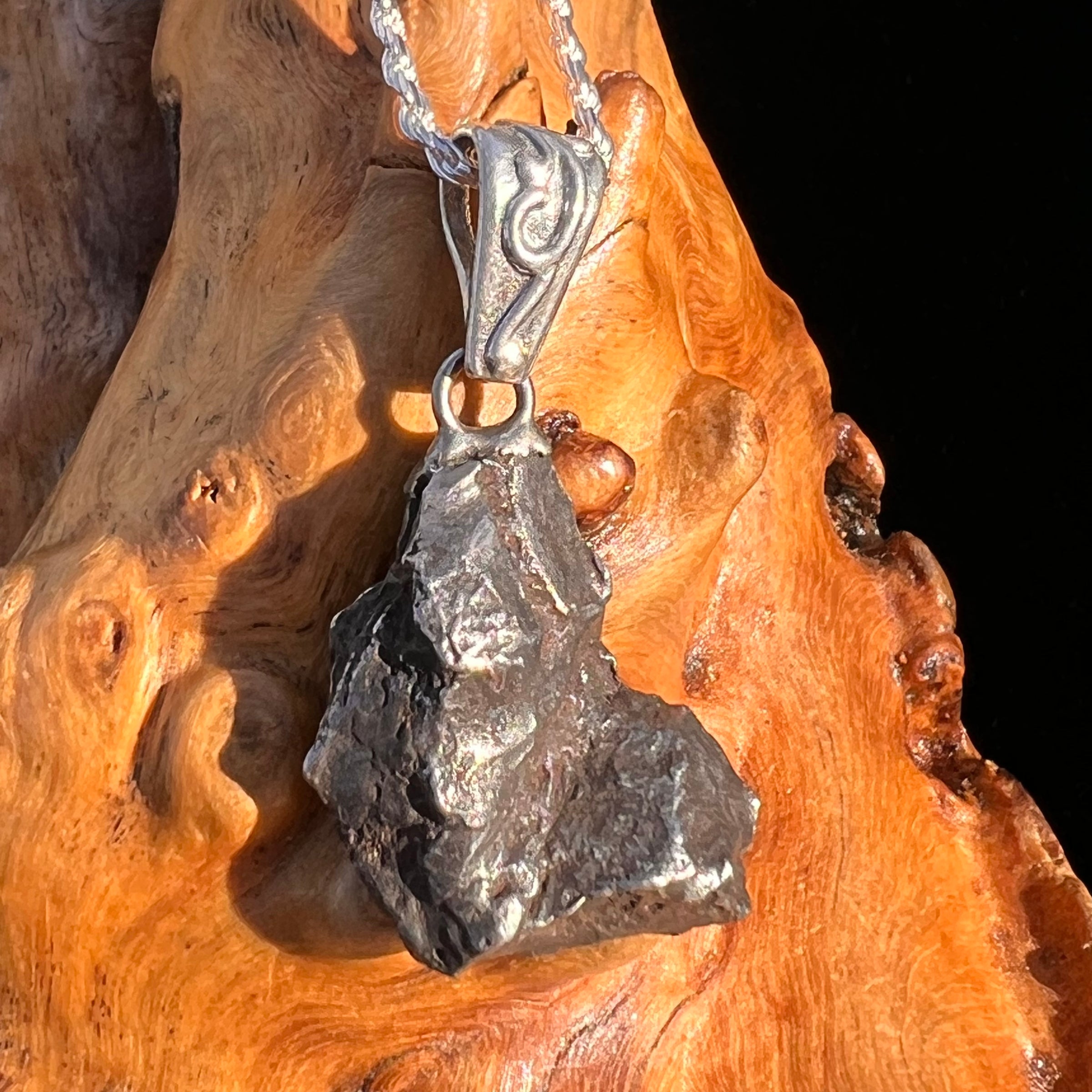 Sikhote Alin Meteorite Pendant Sterling Silver #7432-Moldavite Life