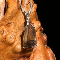 Smoky Citrine Phantom & Moldavite Necklace Sterling #6758-Moldavite Life