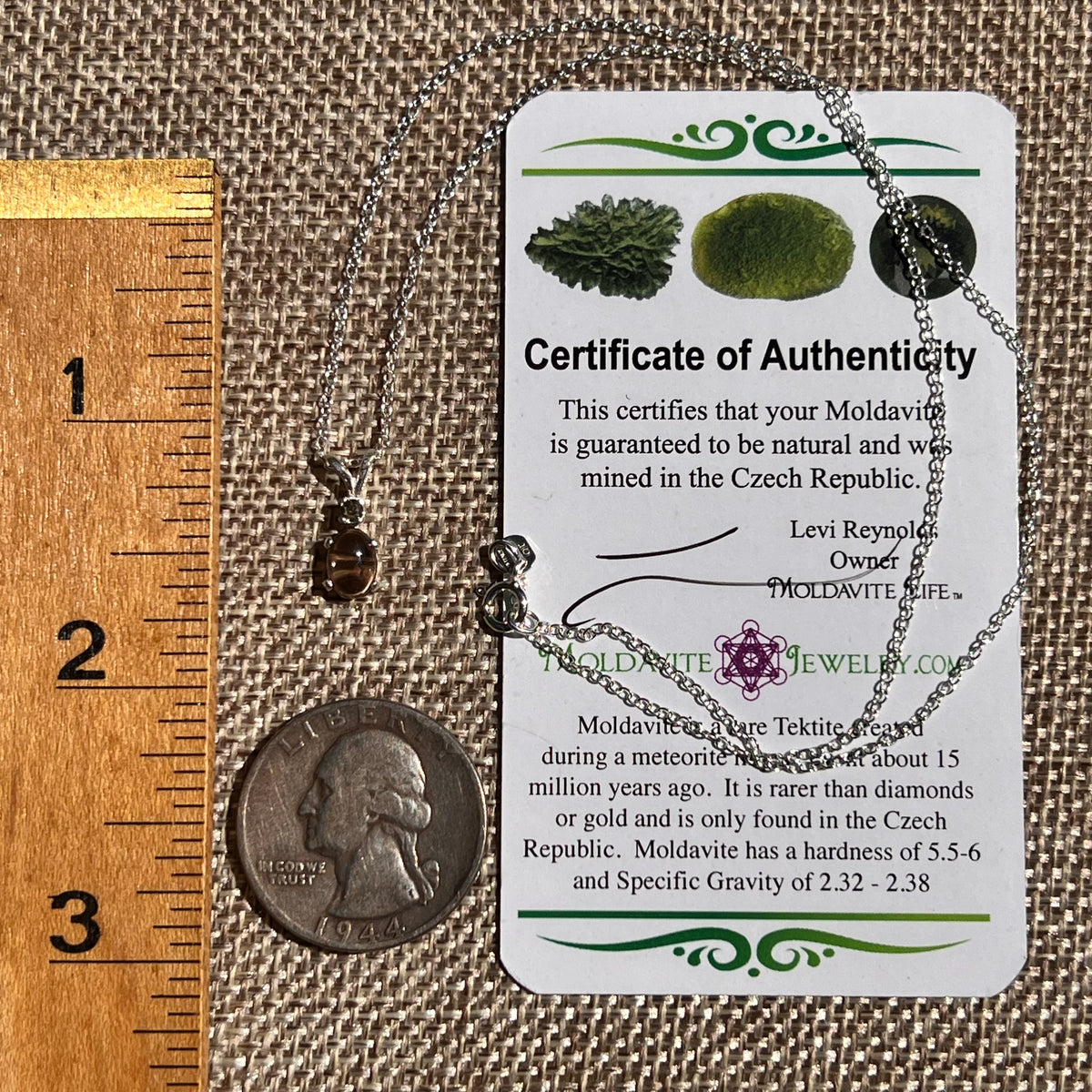 Smoky Quartz & Moldavite Necklace Sterling Silver #8690-Moldavite Life