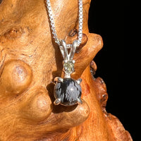 Snowflake Obsidian & Moldavite Pendant Sterling Silver #6737-Moldavite Life