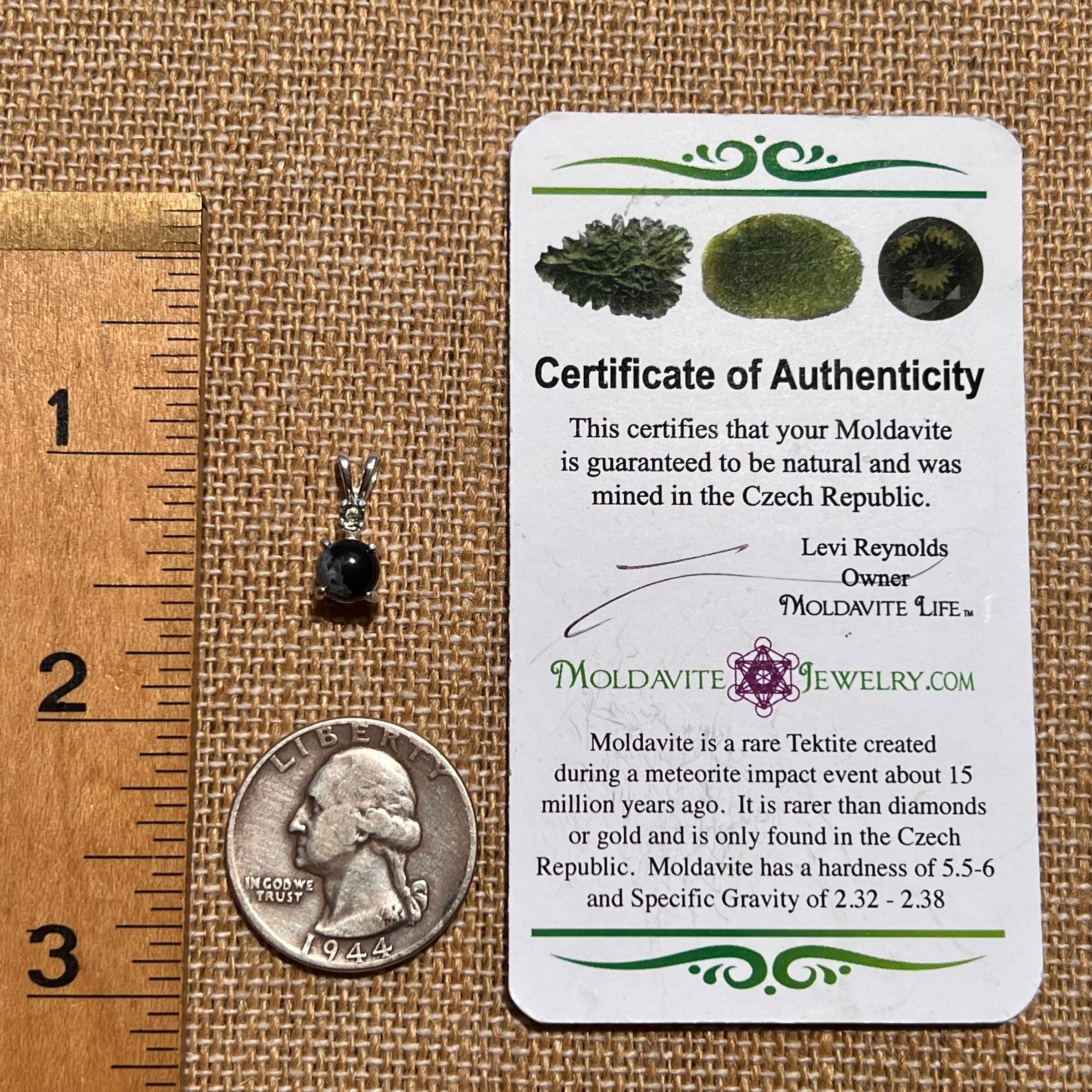 Snowflake Obsidian & Moldavite Pendant Sterling Silver #6738-Moldavite Life