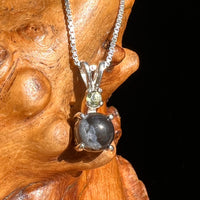 Snowflake Obsidian & Moldavite Pendant Sterling Silver #6738-Moldavite Life