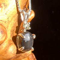 Snowflake Obsidian & Moldavite Pendant Sterling Silver #6739-Moldavite Life