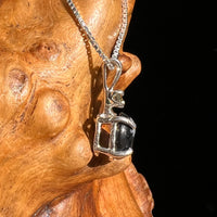 Snowflake Obsidian & Moldavite Pendant Sterling Silver #6739-Moldavite Life