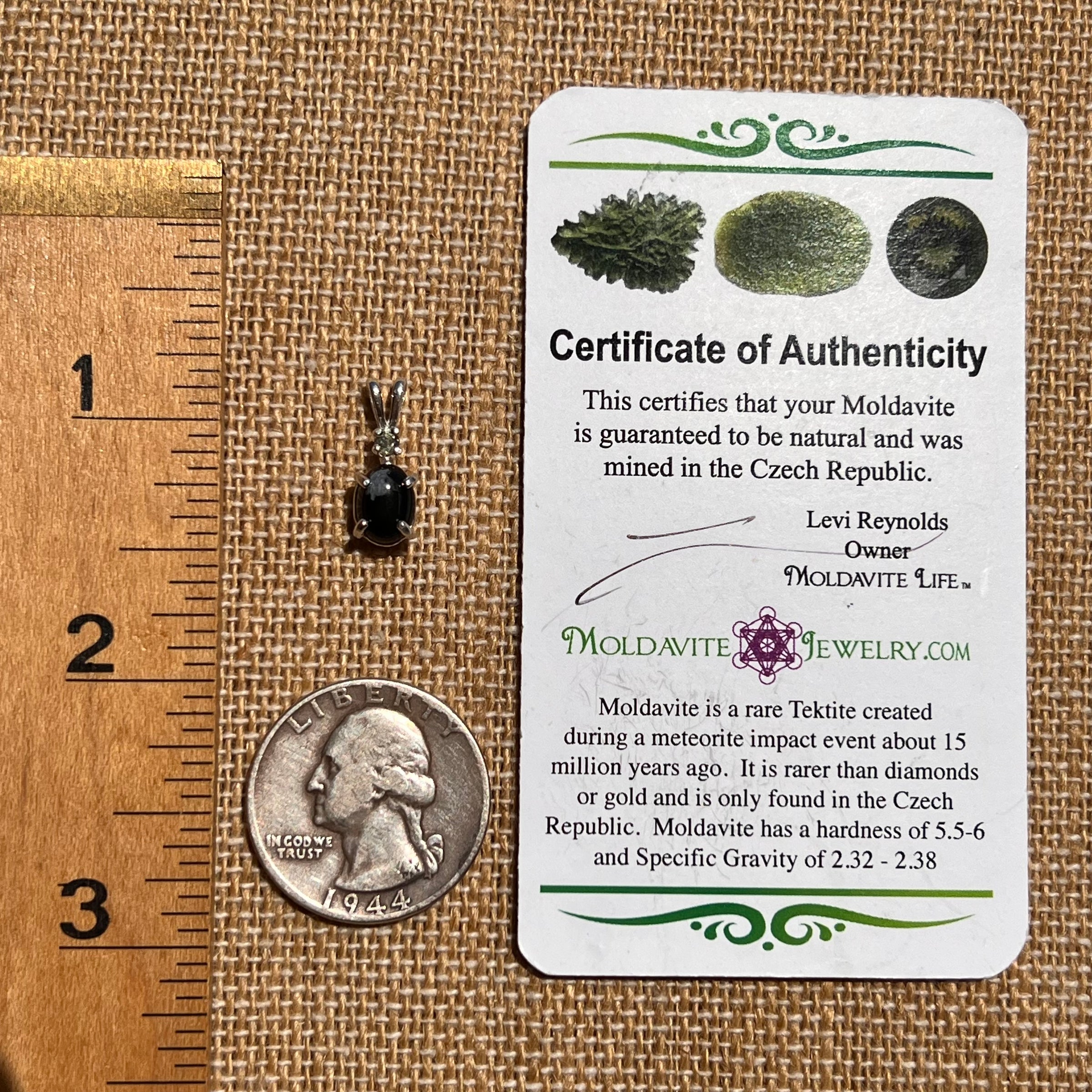 Snowflake Obsidian & Moldavite Pendant Sterling Silver #6739-Moldavite Life