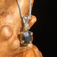 Snowflake Obsidian & Moldavite Pendant Sterling Silver #6739-Moldavite Life