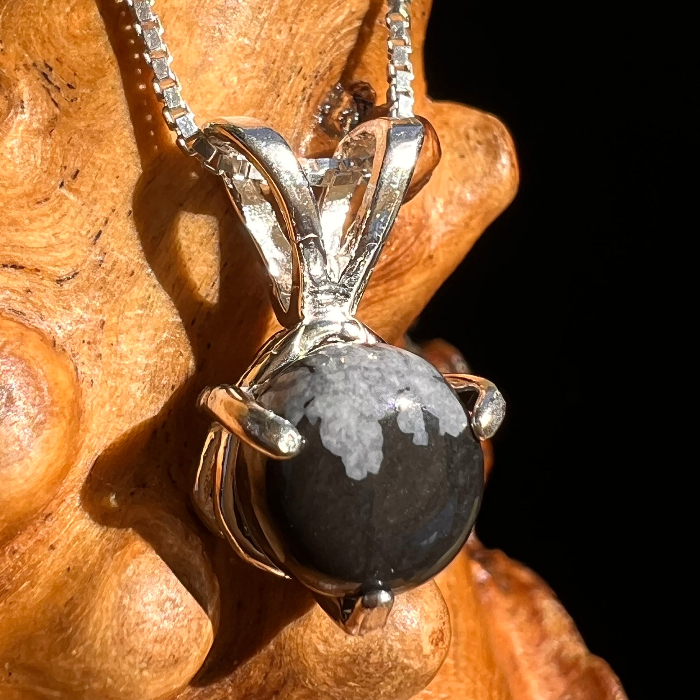 Snowflake Obsidian Pendant Sterling Silver #6736-Moldavite Life