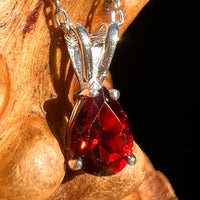 Spessartine Garnet Pear Necklace Sterling Silver #8577-Moldavite Life