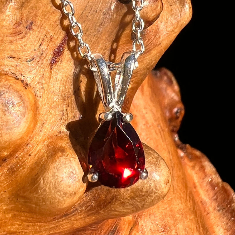 Spessartine Garnet Pear Necklace Sterling Silver #8577-Moldavite Life