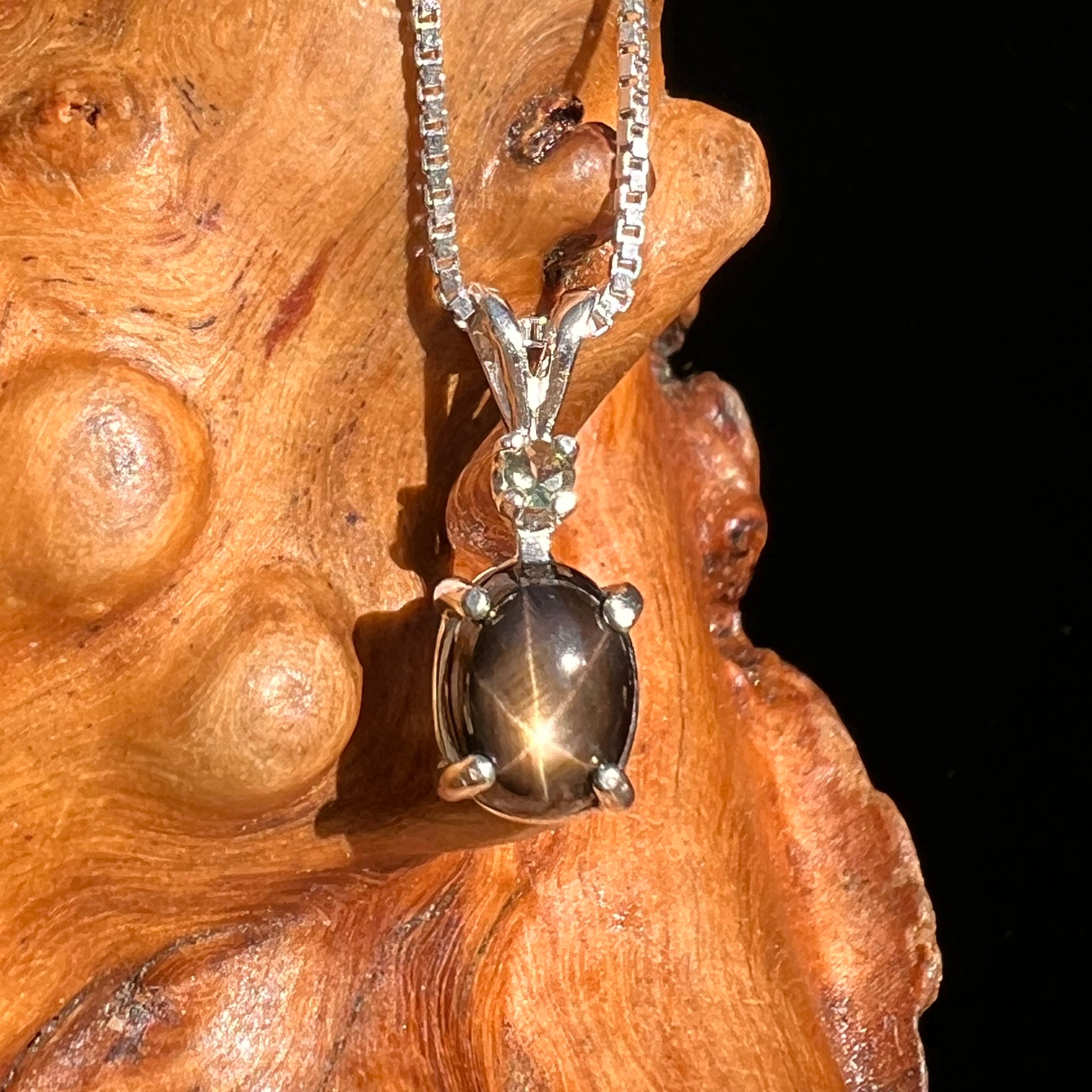 Star Sapphire & Moldavite Necklace Silver #7289-Moldavite Life