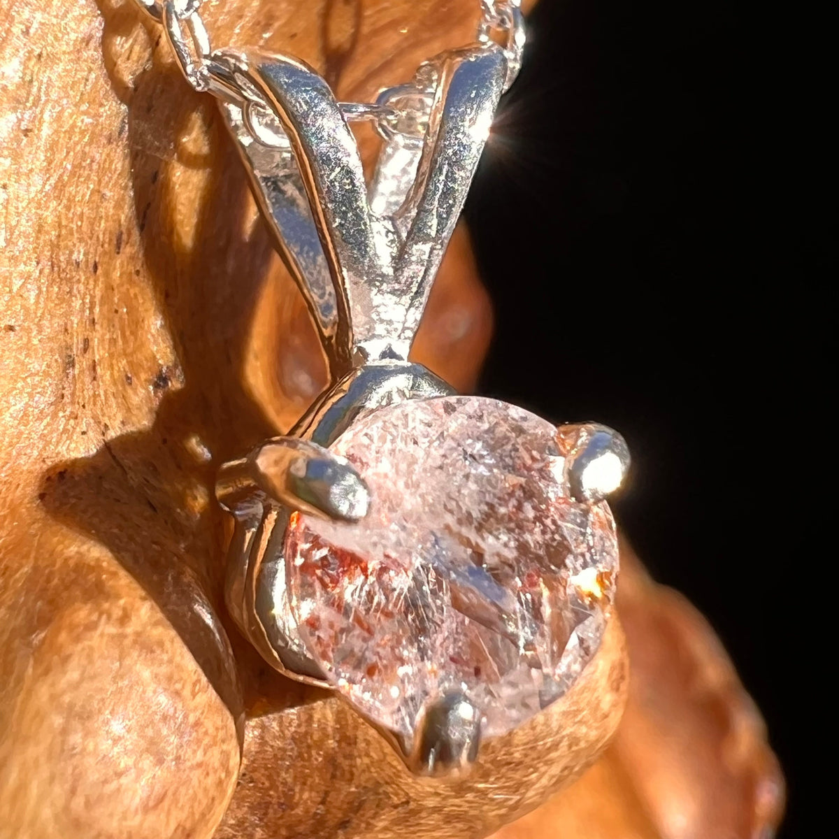 Sunstone Necklace Sterling Silver #6278-Moldavite Life