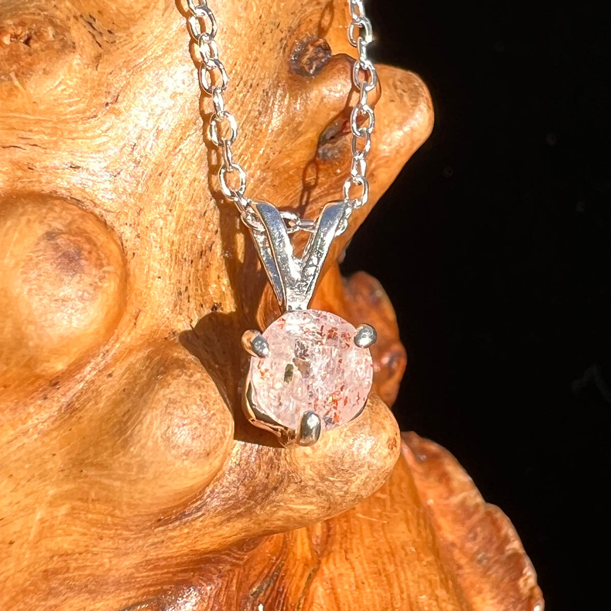 Sunstone Necklace Sterling Silver #6279-Moldavite Life