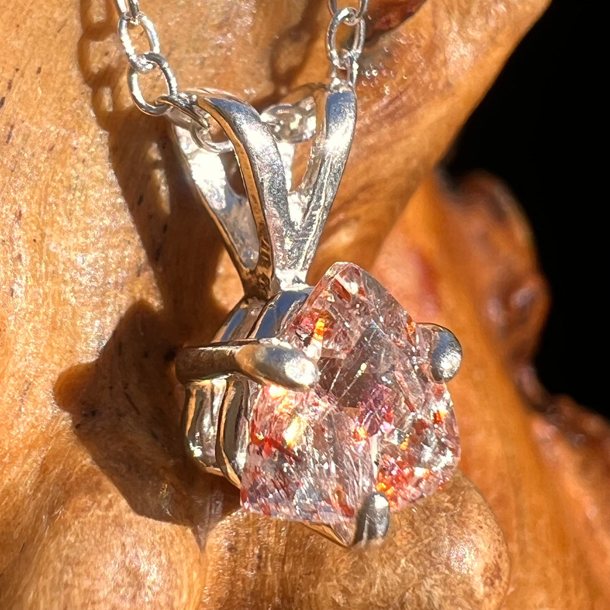 Sunstone Necklace Sterling Silver #6284-Moldavite Life