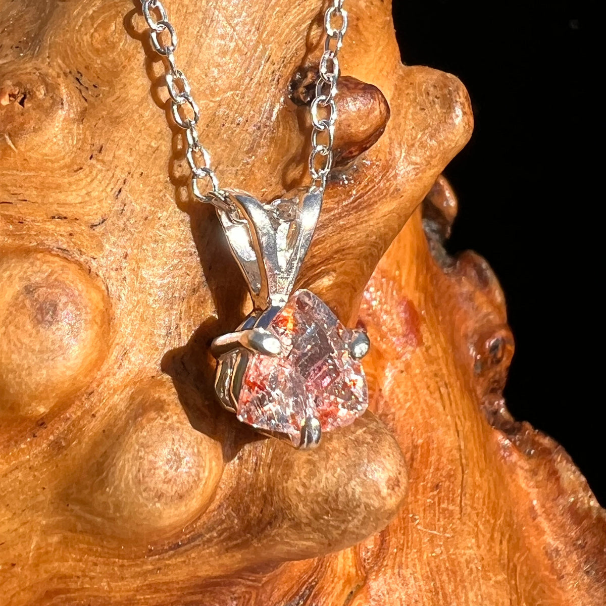 Sunstone Necklace Sterling Silver #6284-Moldavite Life