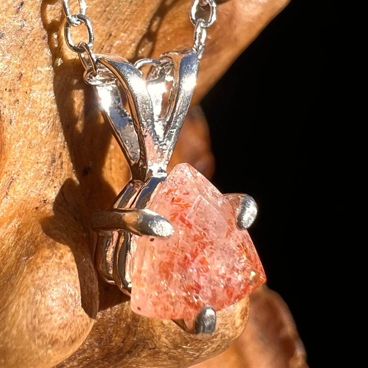 Sunstone Necklace Sterling Silver #6285-Moldavite Life