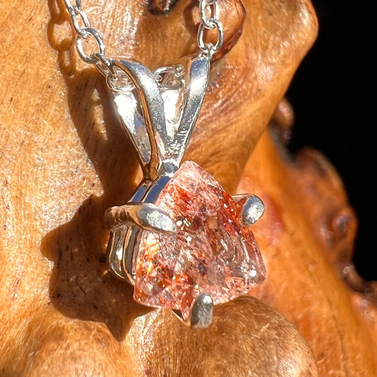 Sunstone Necklace Sterling Silver #6287-Moldavite Life