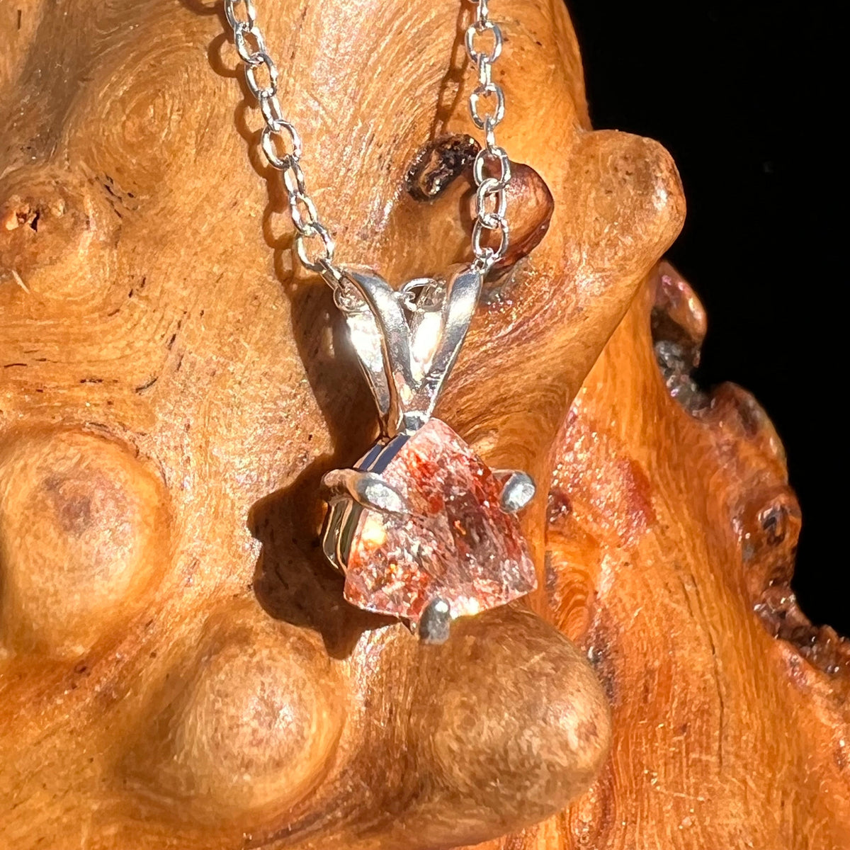 Sunstone Necklace Sterling Silver #6287-Moldavite Life