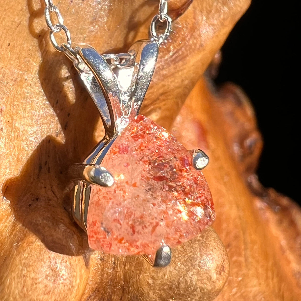 Sunstone Necklace Sterling Silver #6289-Moldavite Life