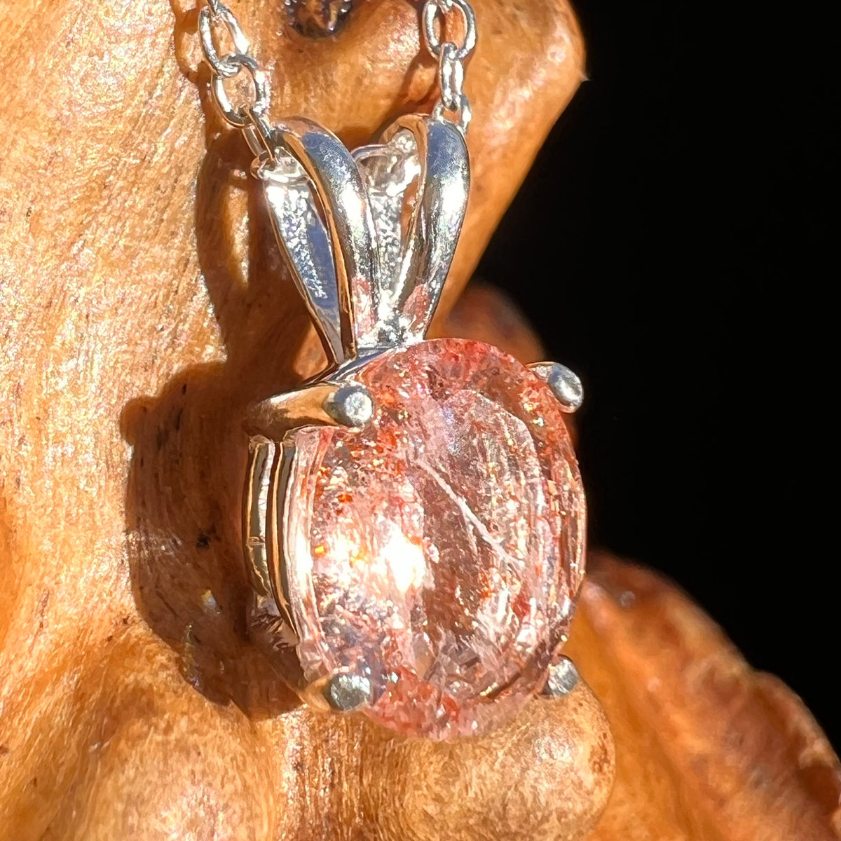 Sunstone Necklace Sterling Silver #6291-Moldavite Life