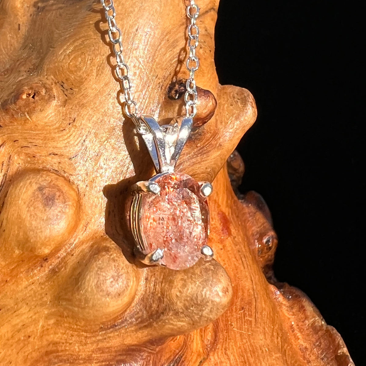 Sunstone Necklace Sterling Silver #6295-Moldavite Life