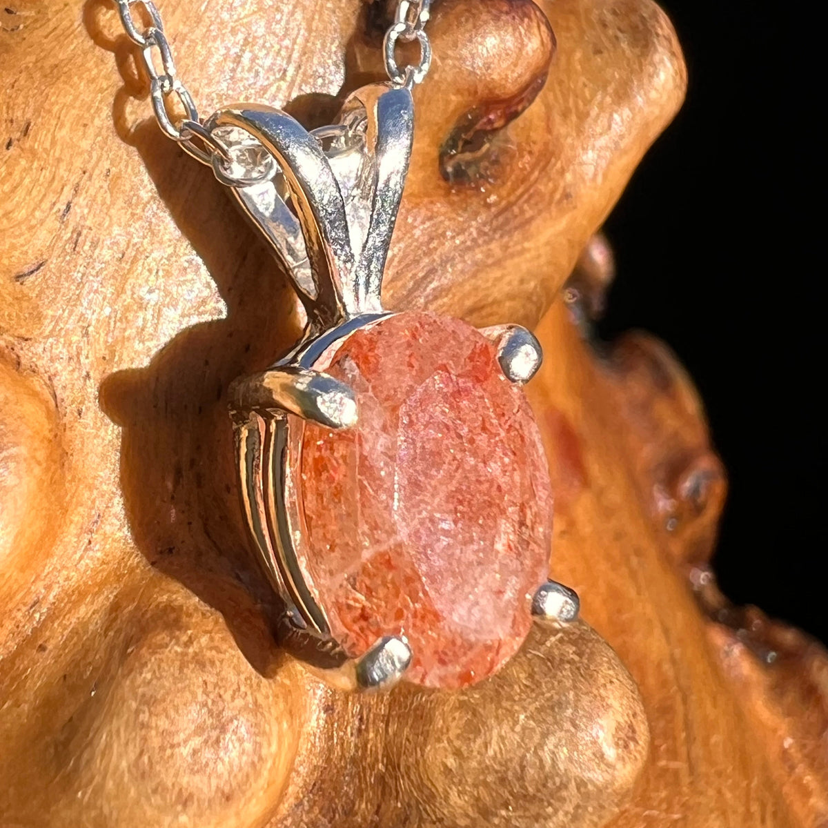Sunstone Necklace Sterling Silver #6296-Moldavite Life