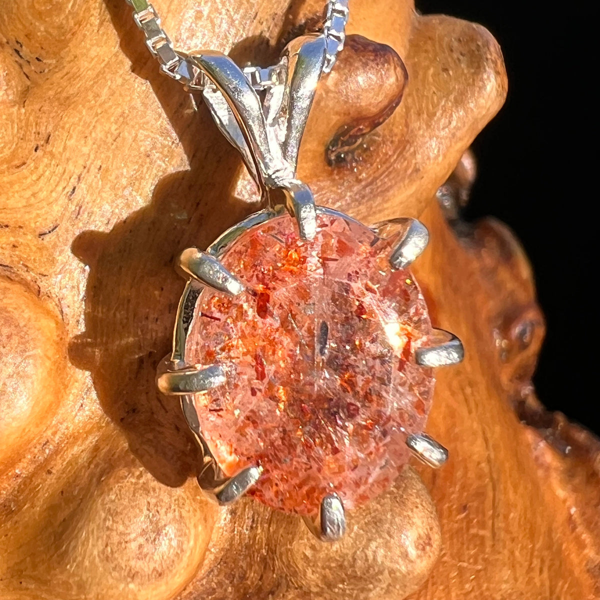 Sunstone Necklace Sterling Silver #6306-Moldavite Life