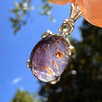 Super 7 & Moldavite Necklace Sterling Silver #8480-Moldavite Life