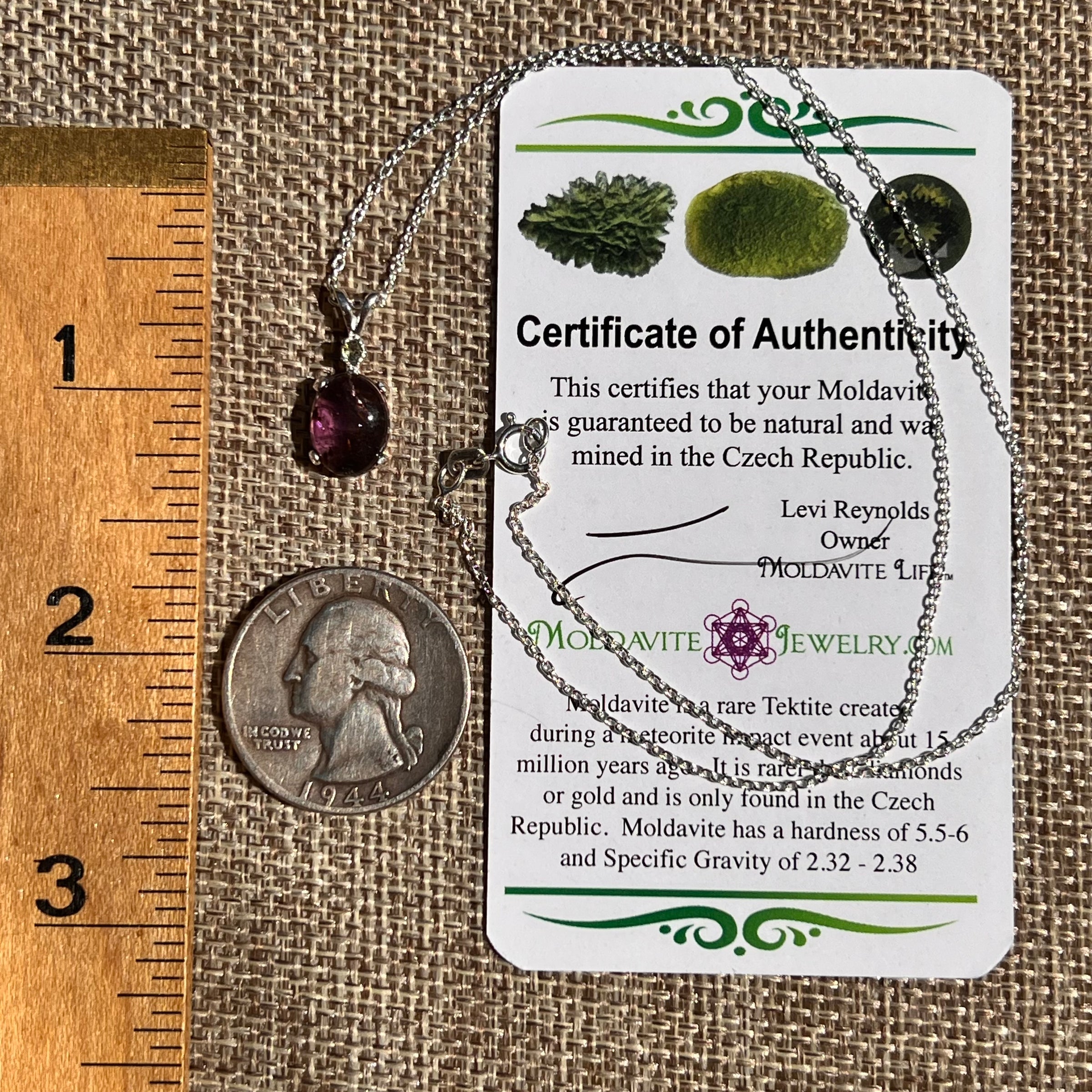 Super 7 & Moldavite Necklace Sterling Silver #8480-Moldavite Life