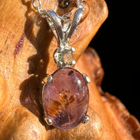 Super 7 & Moldavite Necklace Sterling Silver #8481-Moldavite Life