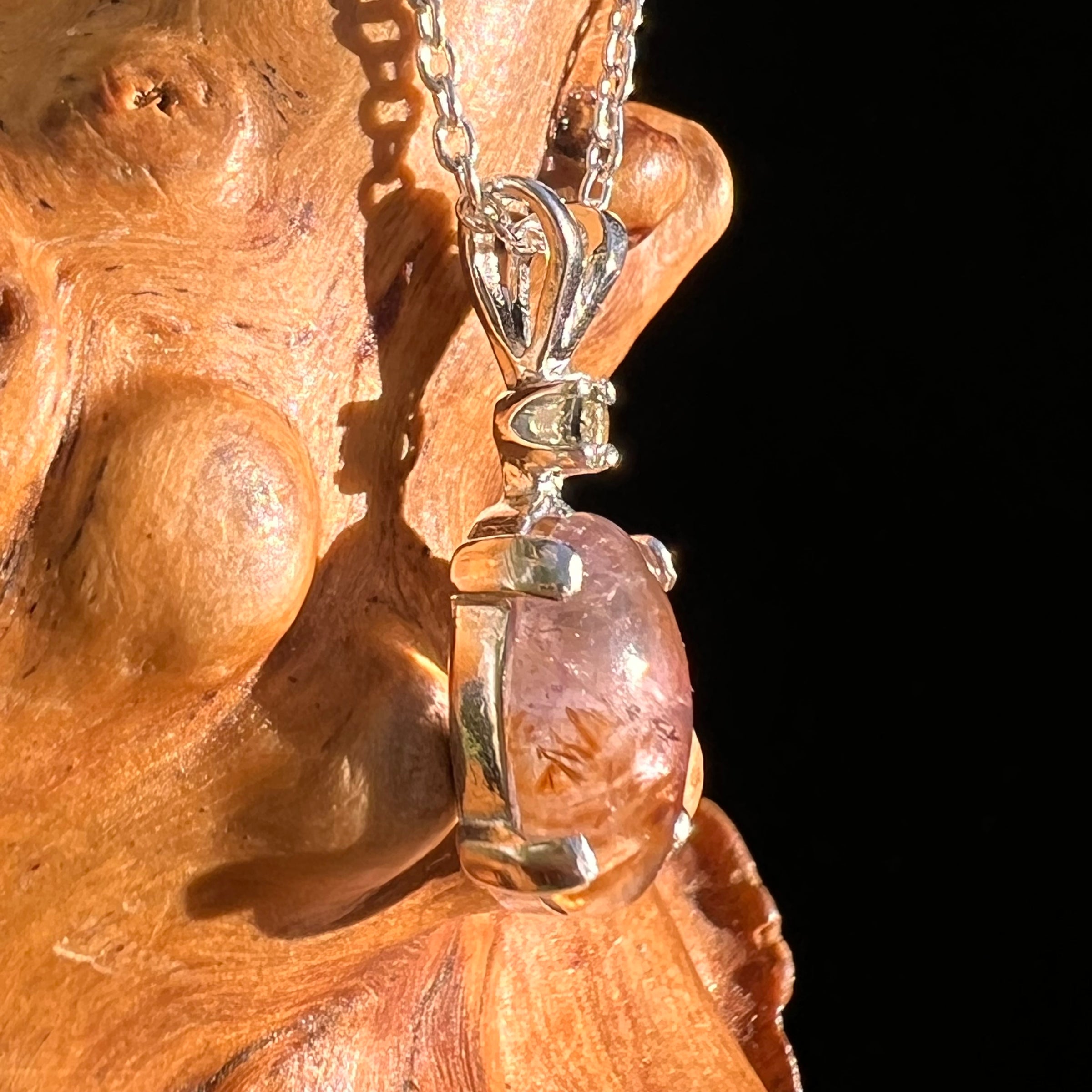 Super 7 & Moldavite Necklace Sterling Silver #8482-Moldavite Life