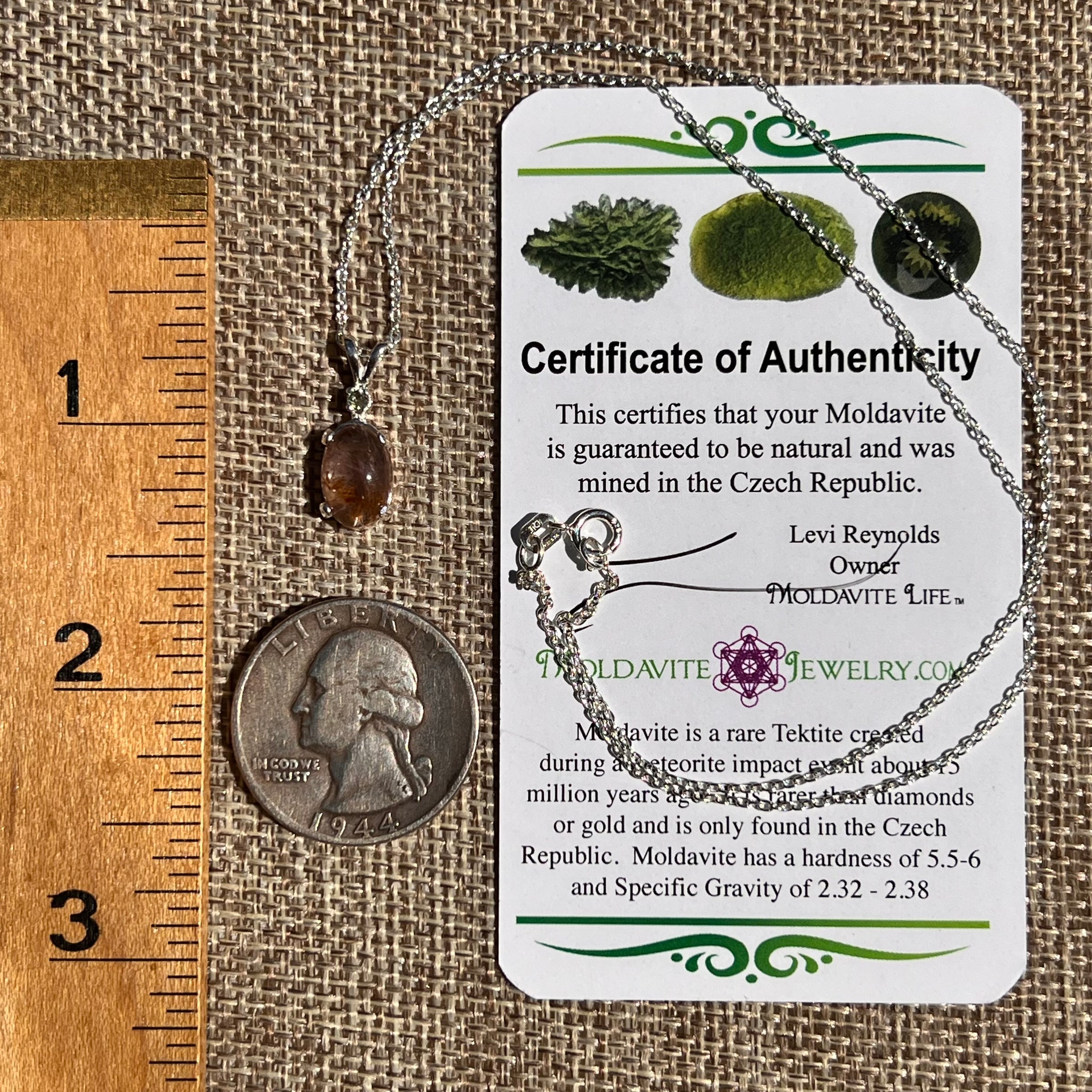 Super 7 & Moldavite Necklace Sterling Silver #8482-Moldavite Life
