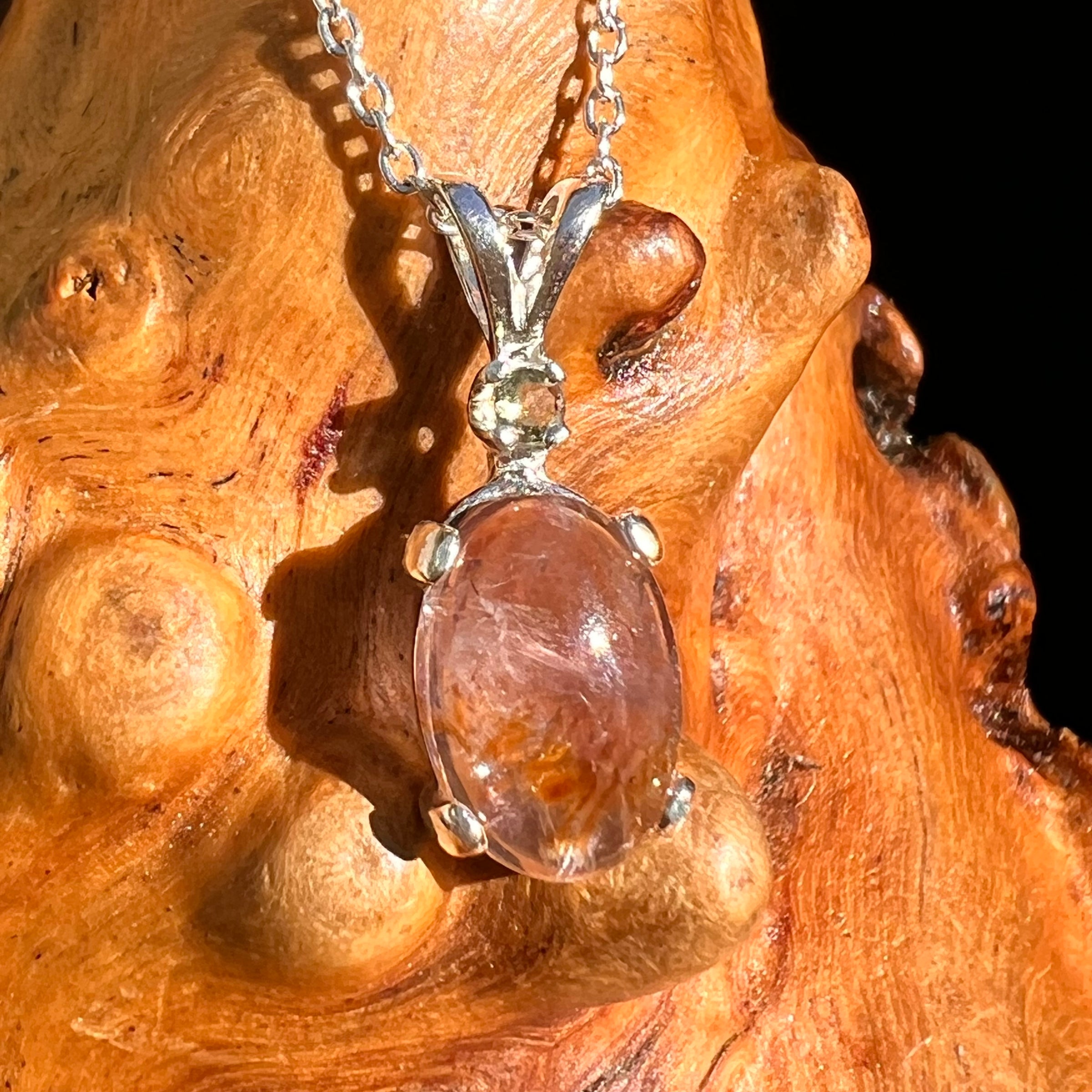 Super 7 & Moldavite Necklace Sterling Silver #8482-Moldavite Life