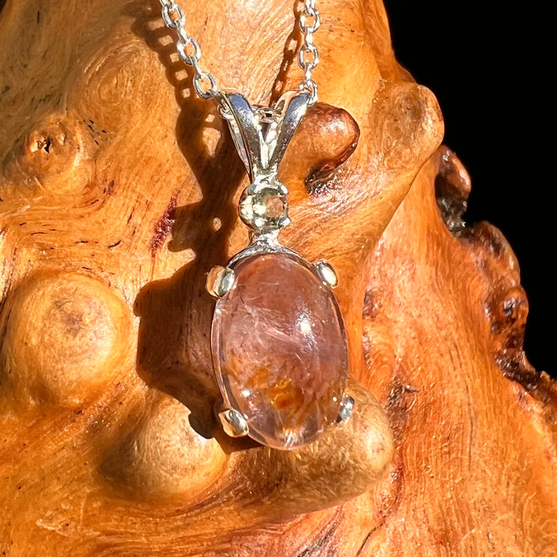Super 7 & Moldavite Necklace Sterling Silver #8482-Moldavite Life