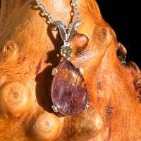 Super 7 & Moldavite Necklace Sterling Silver #8483-Moldavite Life