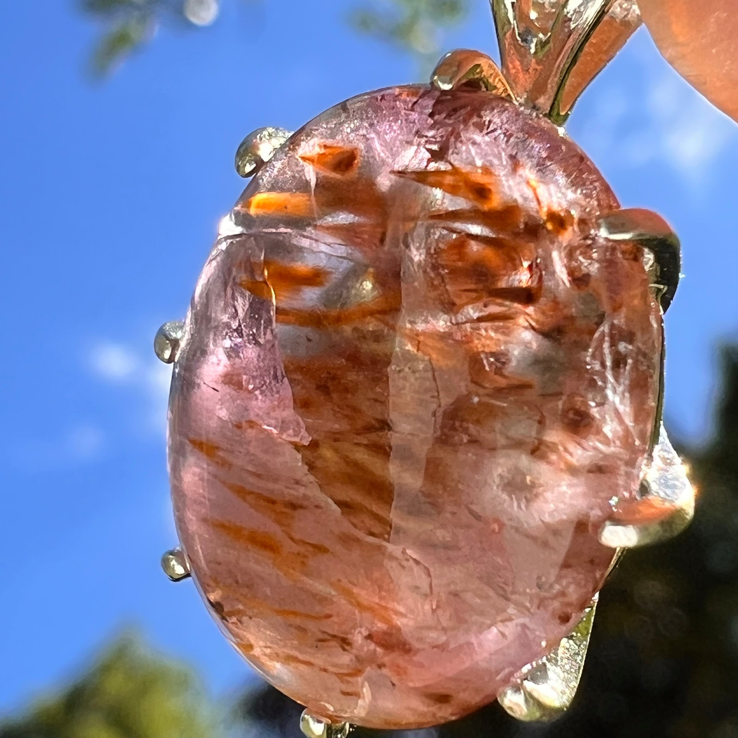 Super 7 & Moldavite Pendant Sterling Silver #8477-Moldavite Life