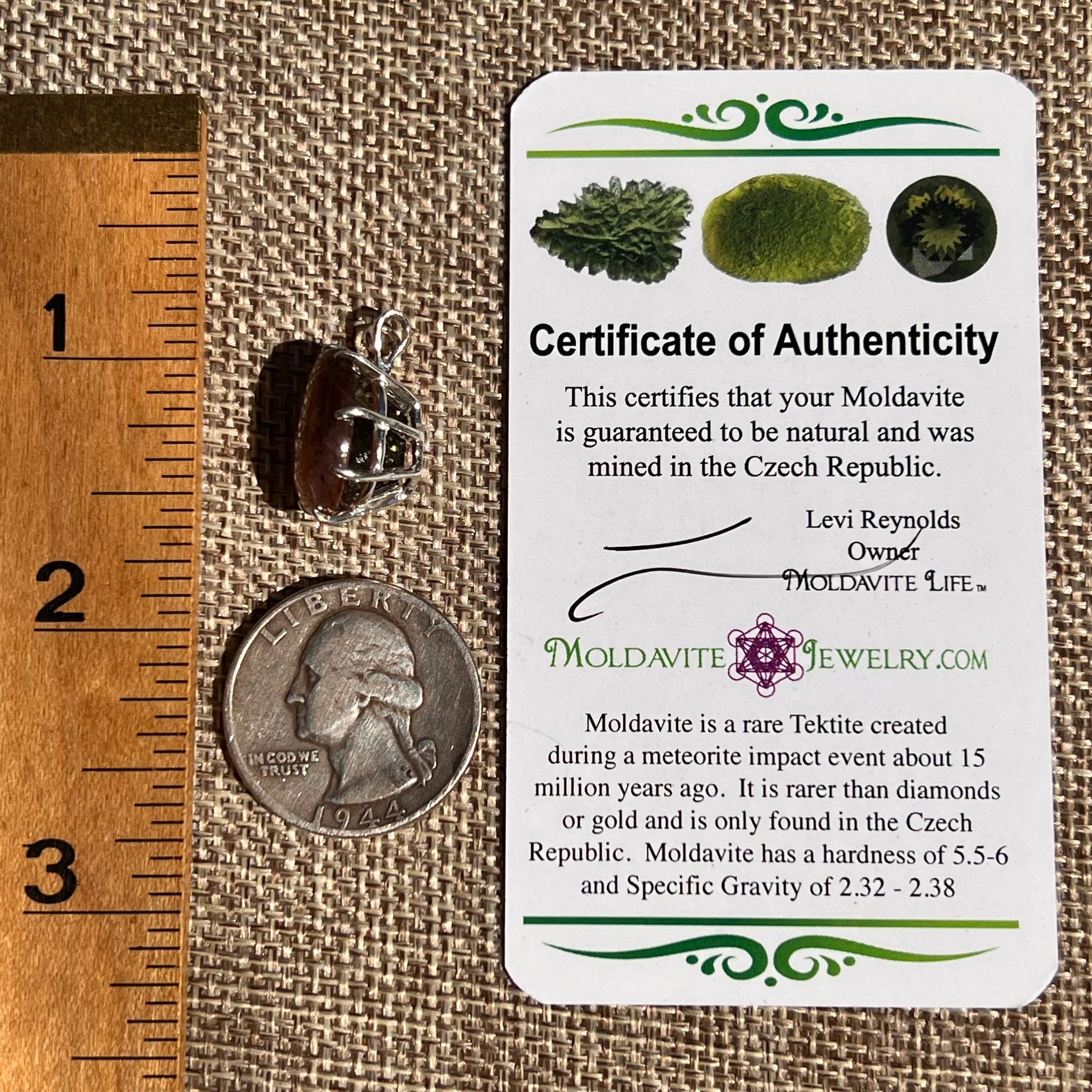 Super 7 & Moldavite Pendant Sterling Silver #8477-Moldavite Life