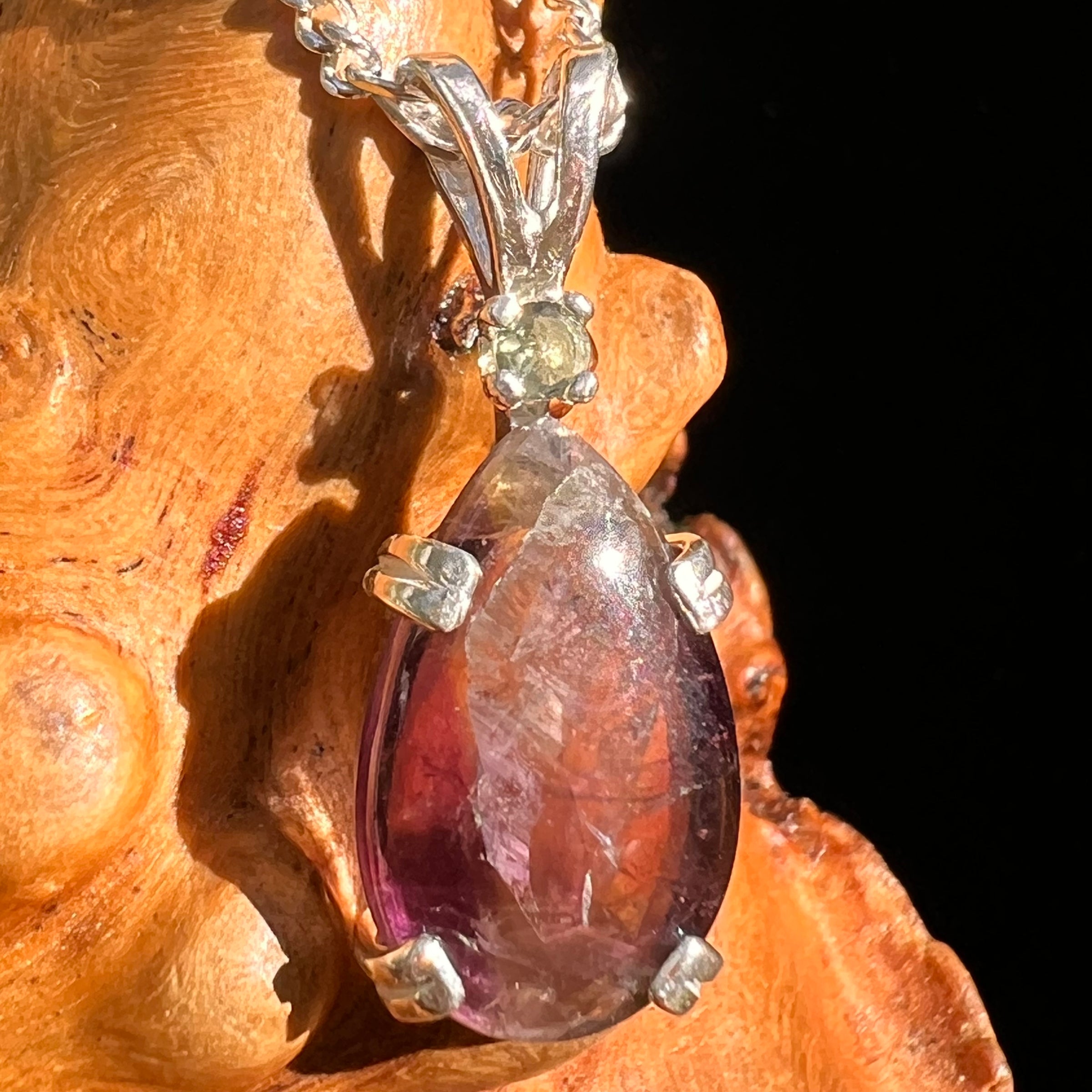 Super 7 & Moldavite Pendant Sterling Silver #8478-Moldavite Life