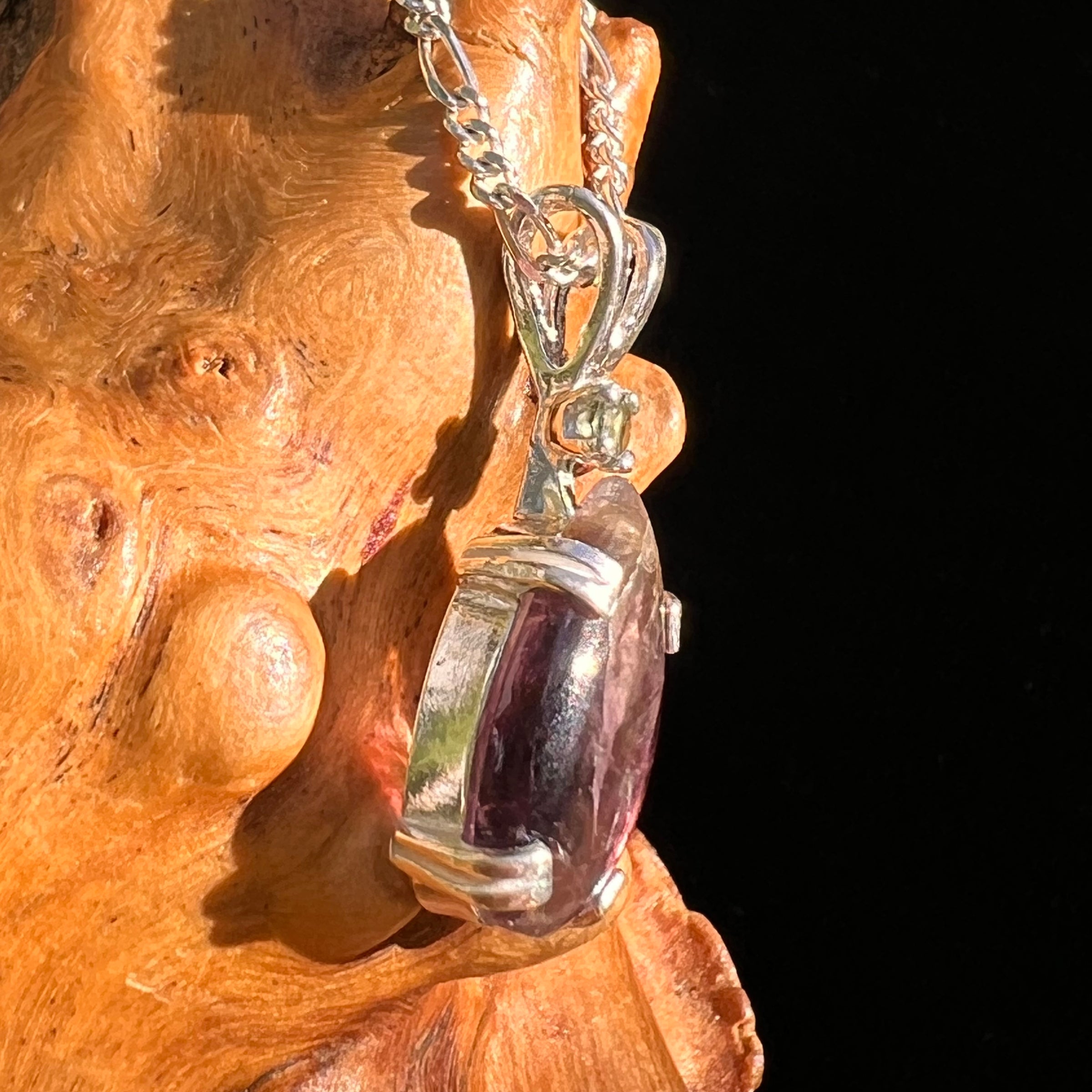 Super 7 & Moldavite Pendant Sterling Silver #8478-Moldavite Life