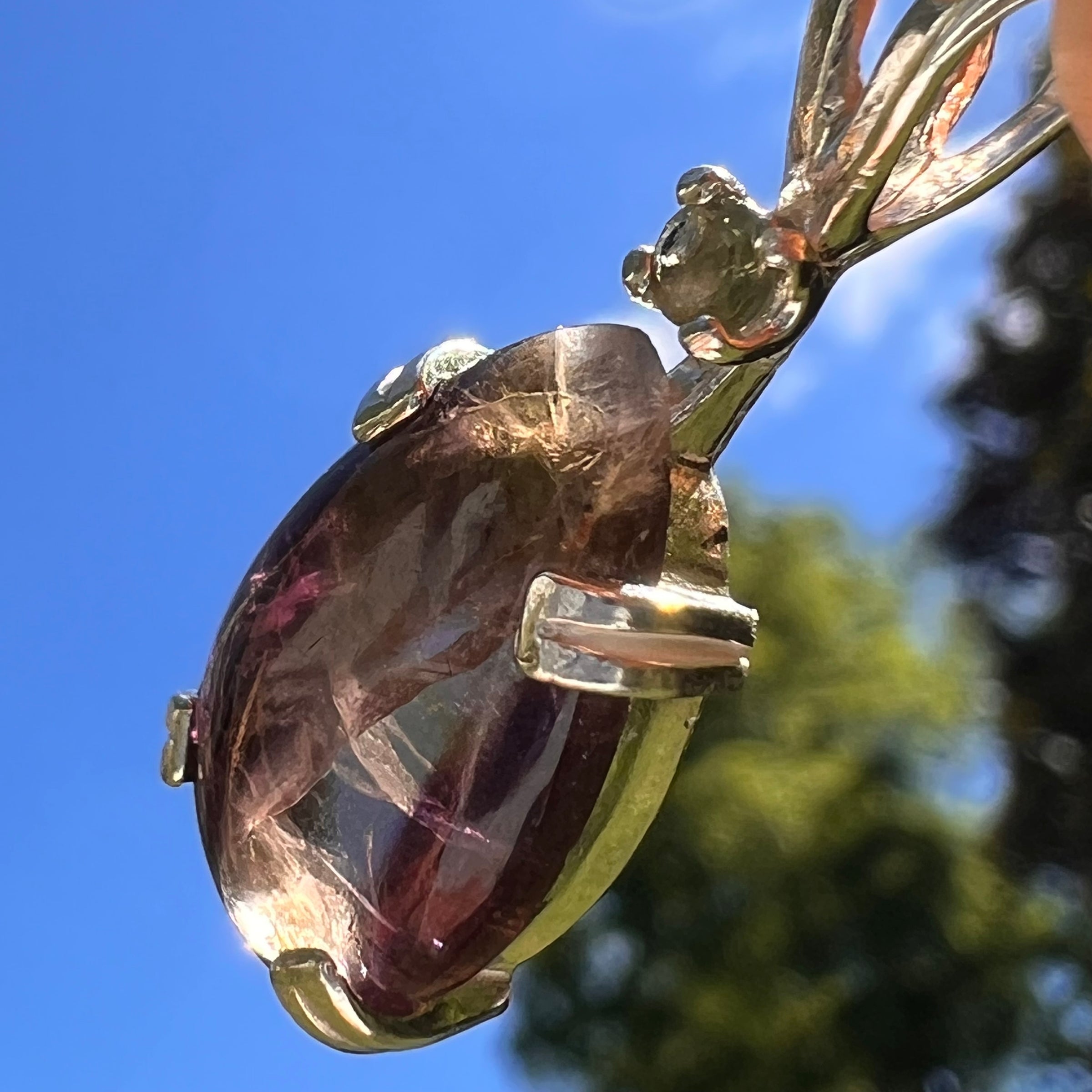 Super 7 & Moldavite Pendant Sterling Silver #8478-Moldavite Life