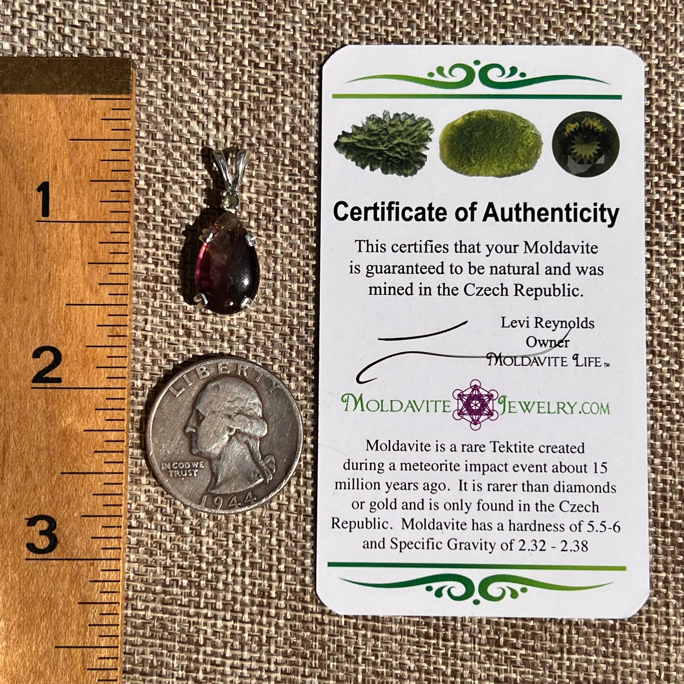 Super 7 & Moldavite Pendant Sterling Silver #8478-Moldavite Life