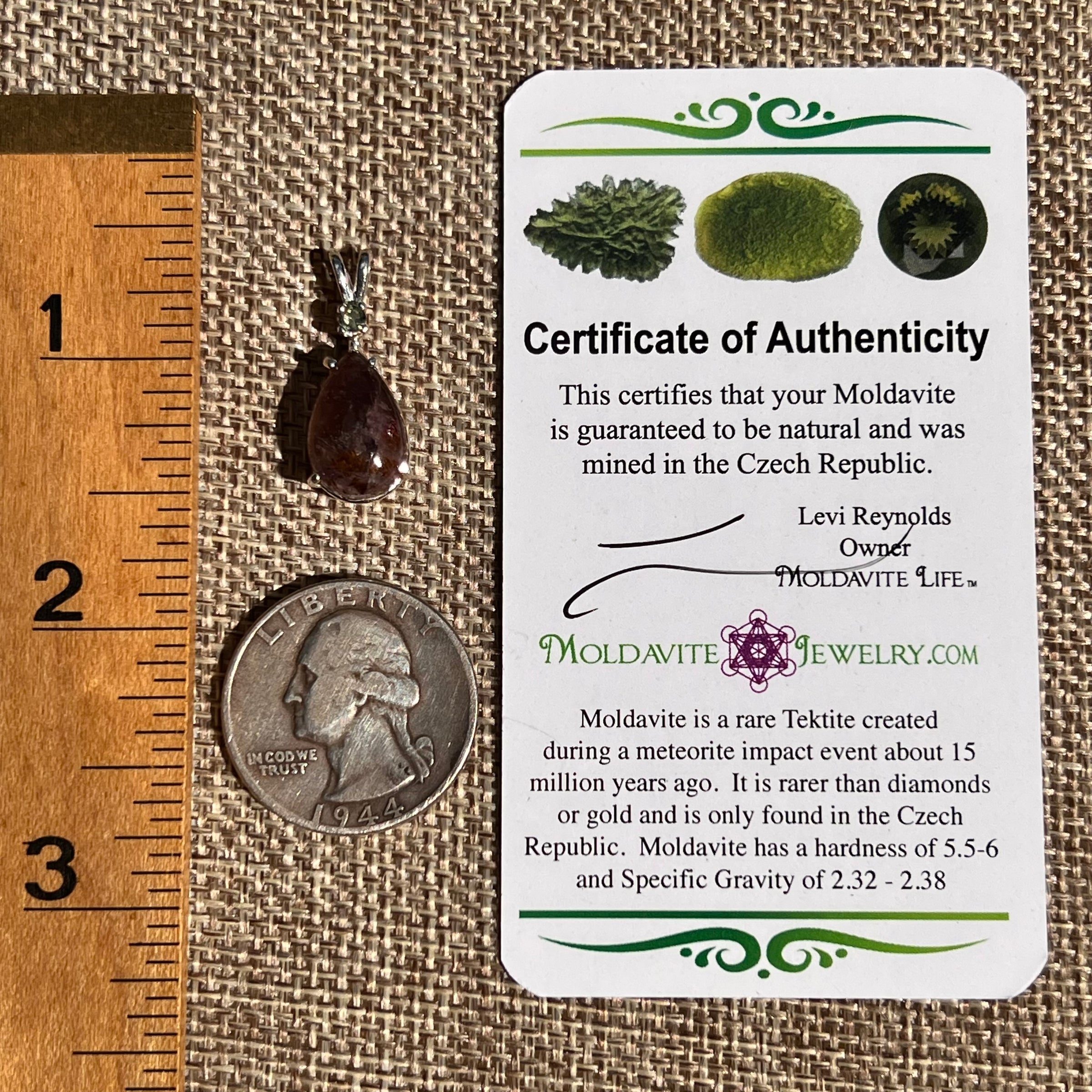 Super 7 & Moldavite Pendant Sterling Silver #8479-Moldavite Life
