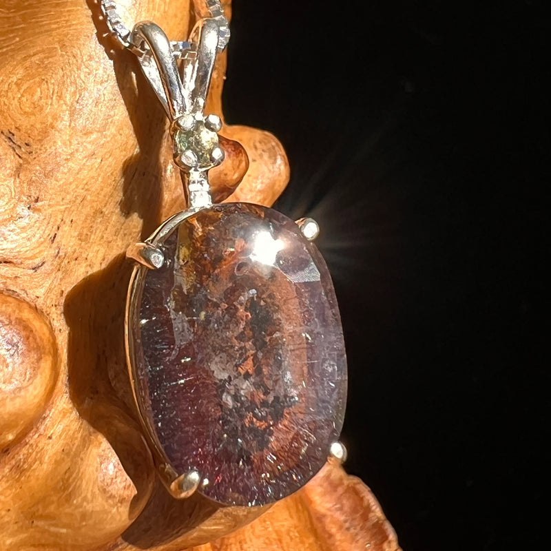 Super Seven Crystal & Moldavite Necklace Sterling #2289-Moldavite Life