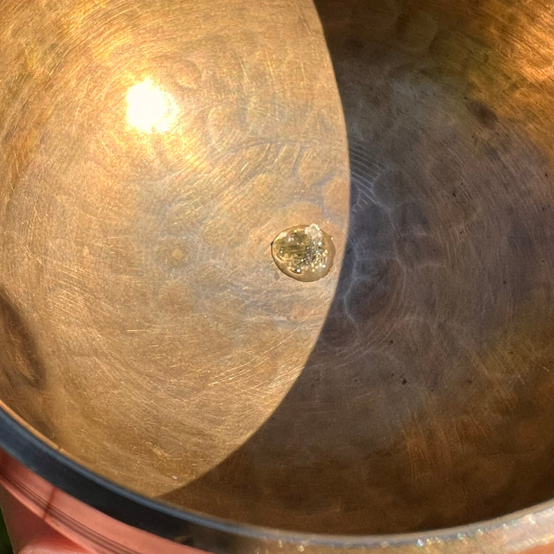 Tibetan Singing Bowl with Moldavite #65-Moldavite Life