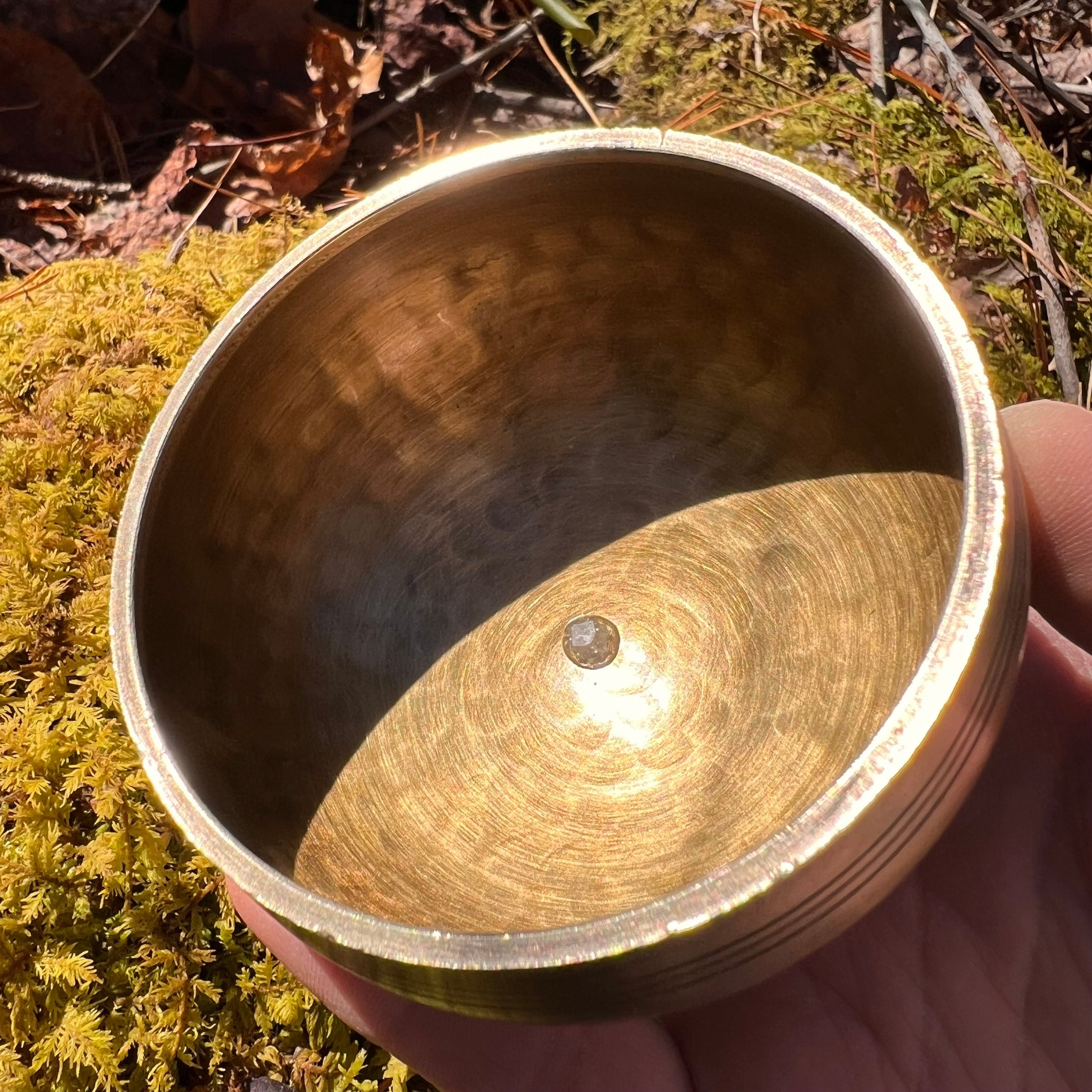 Tibetan Singing Bowl with Phenacite #11-Moldavite Life