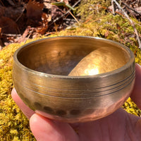 Tibetan Singing Bowl with Phenacite #11-Moldavite Life