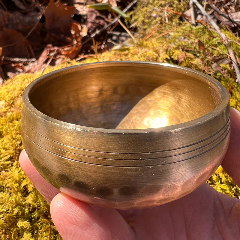 Tibetan Singing Bowl with Phenacite #11-Moldavite Life