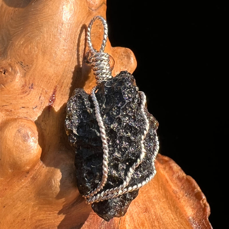 Tibetan Tektite Sterling Pendant #7533-Moldavite Life