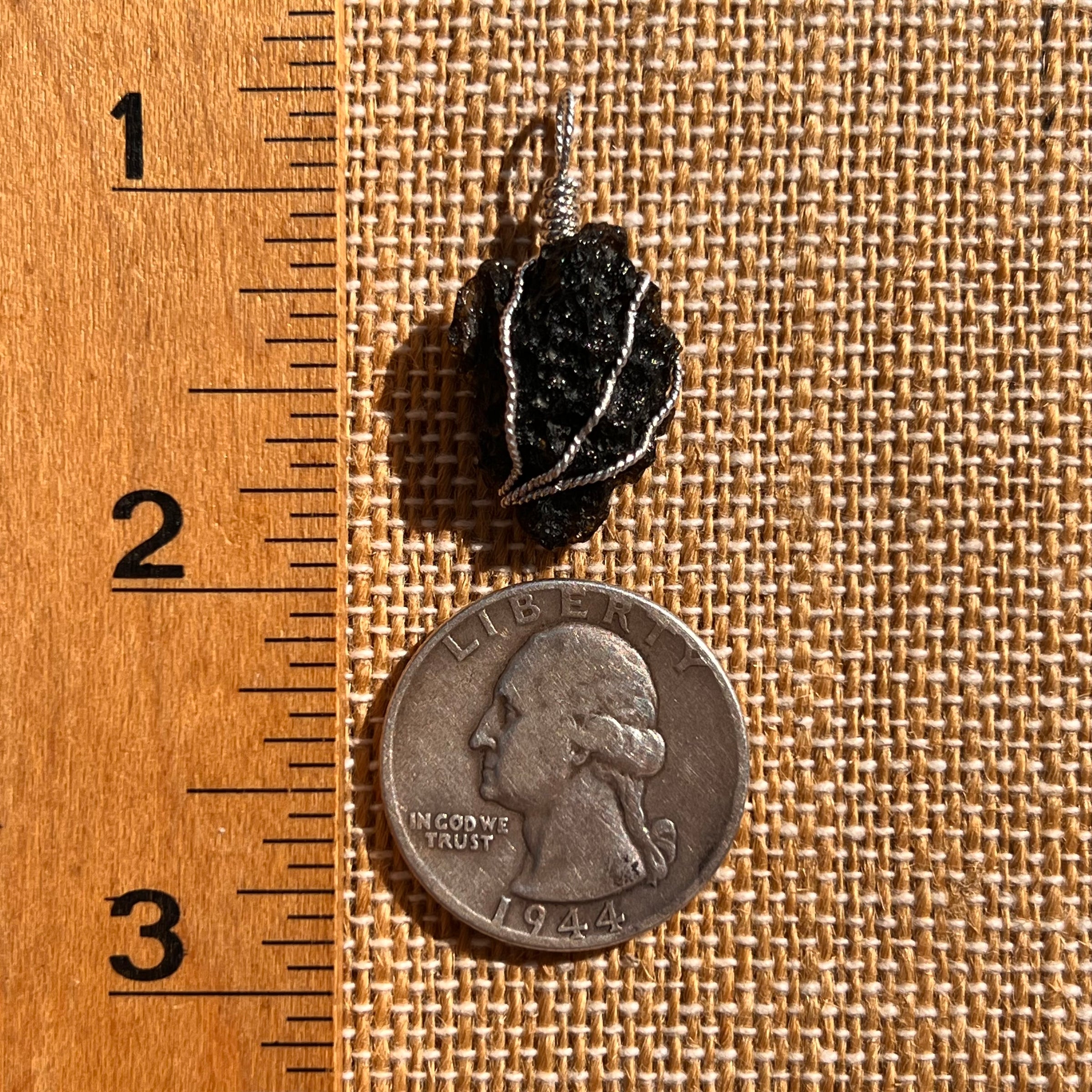 Tibetan Tektite Sterling Pendant #7533-Moldavite Life