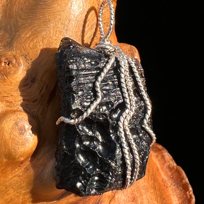 Tibetan Tektite Sterling Pendant #7536-Moldavite Life