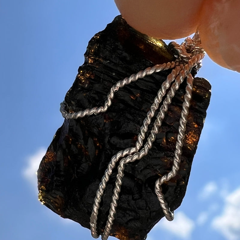 Tibetan Tektite Sterling Pendant #7536-Moldavite Life